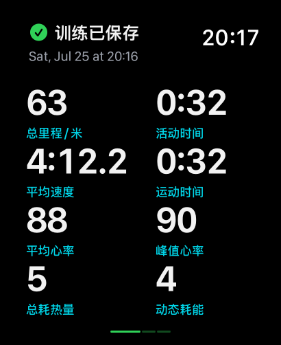 手表端训练摘要界面
